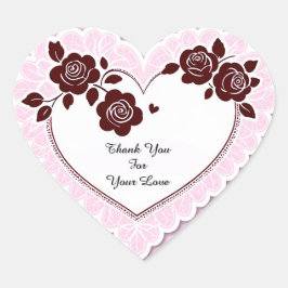 Elegant Heart Card With Red Roses Herz-Aufkleber