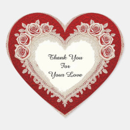 Elegant Heart Card With Red Roses Herz-Aufkleber