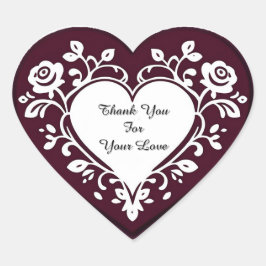 Elegant Heart Card With Red Roses Herz-Aufkleber