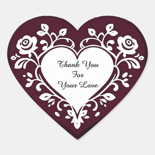 Elegant Heart Card With Red Roses Herz-Aufkleber (Vorderseite)