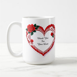 Elegant Heart Card With Red Roses Kaffeetasse
