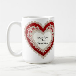 Elegant Heart Card With Red Roses Kaffeetasse