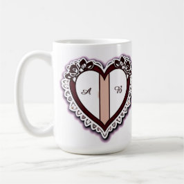 Elegant Heart Card With Red Roses Kaffeetasse