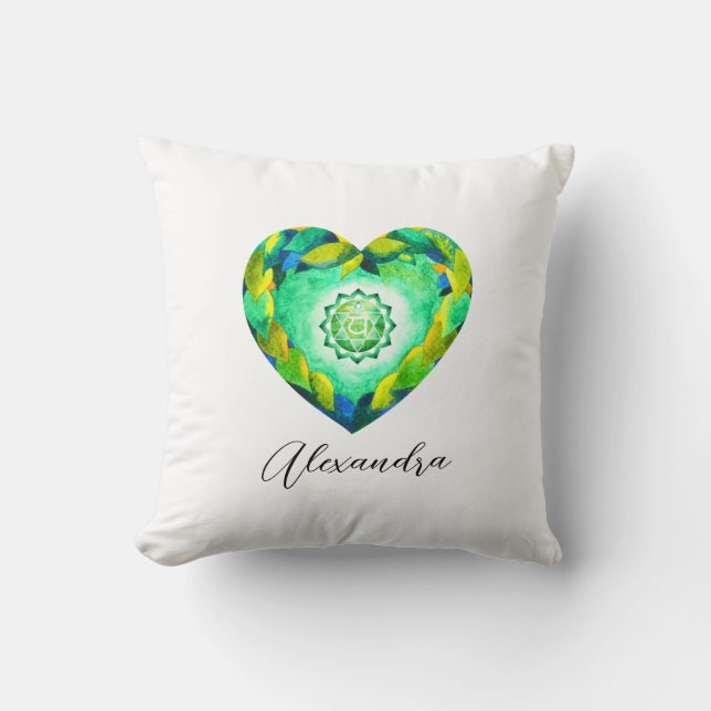 Elegant Heart Chakra Green Anahata Kissen (Vorderseite)