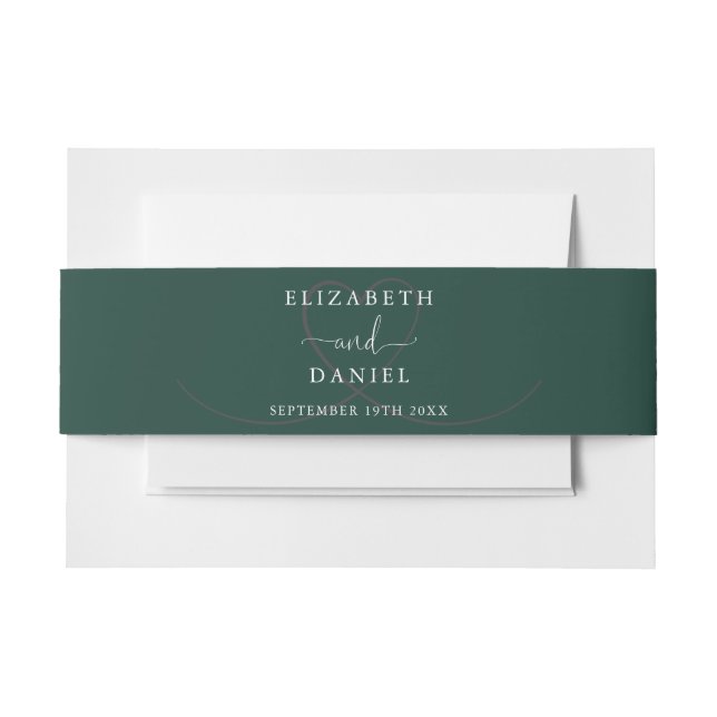 Elegant Heart Emerald Green Wedding Einladungsbanderole (Vorderseite Beispiel)