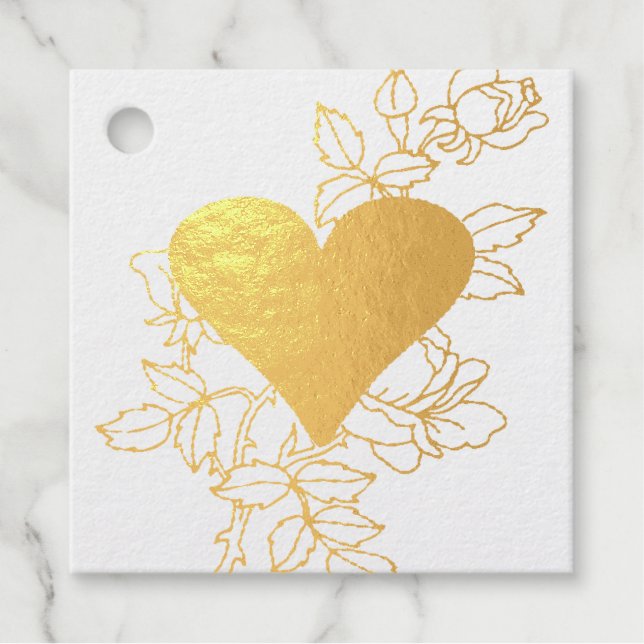 Elegant Heart Floral Geschenkanhänger (Vorderseite)