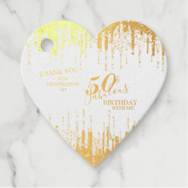 Elegant Heart Gold 50 & Fabulous Birthday Real Geschenkanhänger