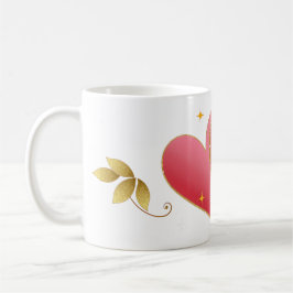 Elegant Heart & Gold Leaf Mug