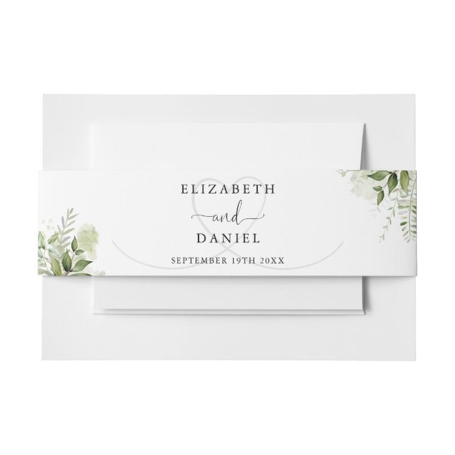 Elegant Heart Greenery Floral Wedding Einladungsbanderole (Vorderseite Beispiel)
