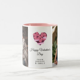 Elegant Heart Happy Valentine's Day Photo Zweifarbige Tasse