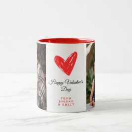 Elegant Heart Happy Valentine's Day Photo Zweifarbige Tasse