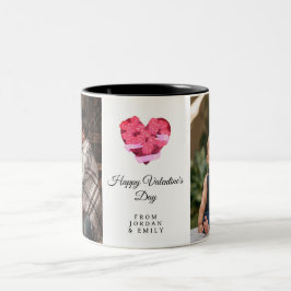 Elegant Heart Happy Valentine's Day Photo Zweifarbige Tasse