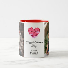Elegant Heart Happy Valentine's Day Photo Zweifarbige Tasse
