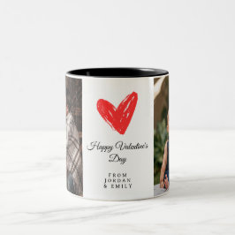 Elegant Heart Happy Valentine's Day Photo Zweifarbige Tasse