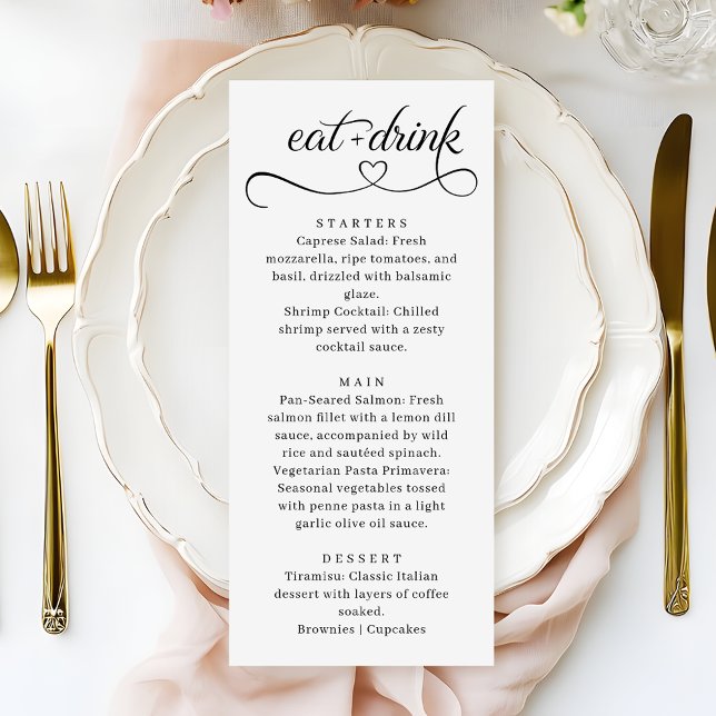 Elegant Heart Typography Modern Wedding Menu (Créateur téléchargé)