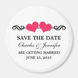 Elegant Hearts speichern das Datumsmagnet, rosa Magnet