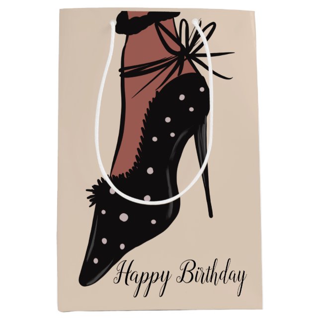 Elegant Heel Beauty Fashionista Geburtstag Mittlere Geschenktüte (Vorderseite)