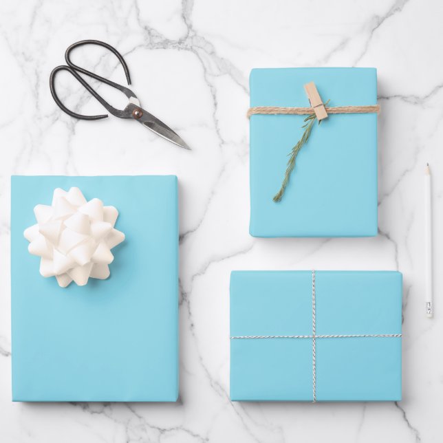 Elegant hellblau Minimalistisch und elegant Geschenkpapier Set (Vorderseite)