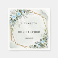 Elegant Hellblaue Blumen Eukalyptus Goldhochzeit
