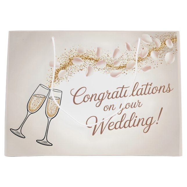Elegant "Herzlichen Glückwunsch zu Ihrer Hochzeit" Große Geschenktüte (Vorderseite)