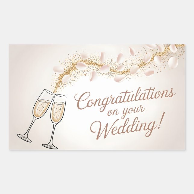 Elegant "Herzlichen Glückwunsch zu Ihrer Hochzeit" Rechteckiger Aufkleber (Vorderseite)