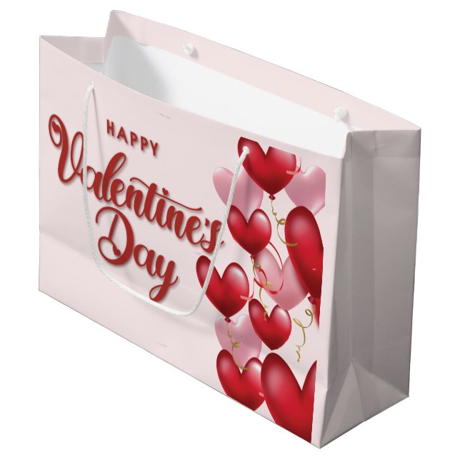 Élégant Heureuse Sainte-Valentin Grand sac cadeau (Devant Angle)