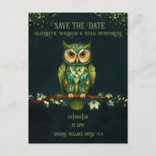 Elégant hibou fleurs mariage Invitations