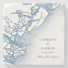 Elegant Hilton Head Island Map Navy Blue Wedding Steinuntersetzer