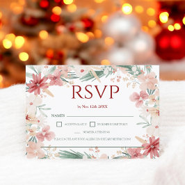 Elégant hiver Floral Aquarelle douce Mariage RSVP