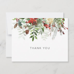 Elégant hiver Floral Beauté Merci Cartes de notes