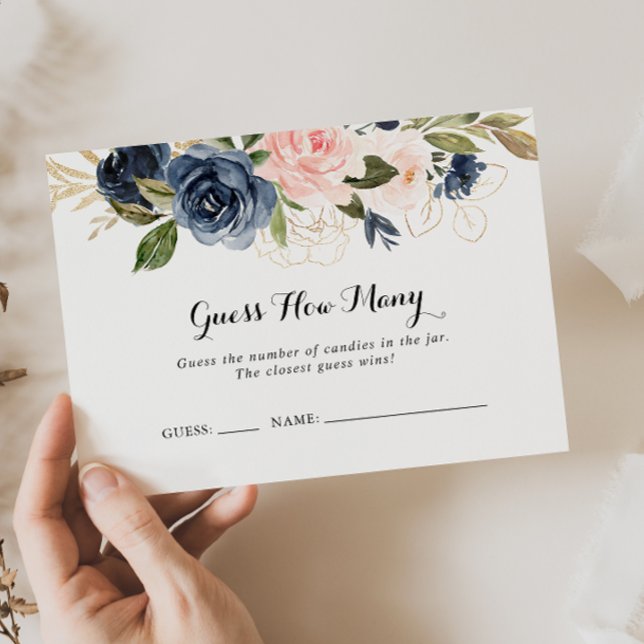 Elégant hiver Floral Devinez Combien De Carte De J (Créateur téléchargé)