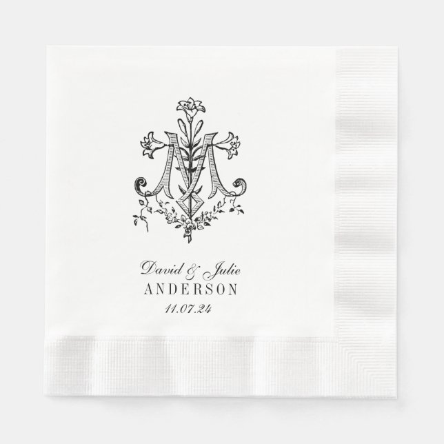 Elegant Hochzeit katholische Marian Cross Religiou Serviette (Vorderseite)