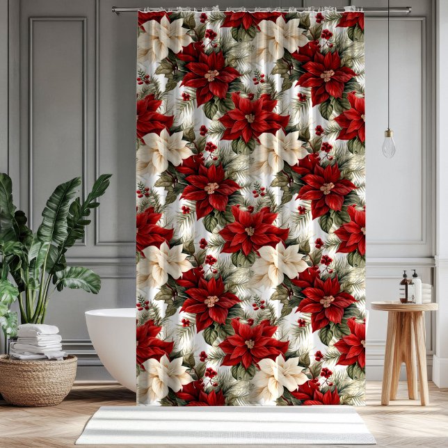 Elegant Holiday Curtain Red Bloom Bathroom Gift Duschvorhang (Elegant Holiday Curtain Red Bloom Bathroom Gift)