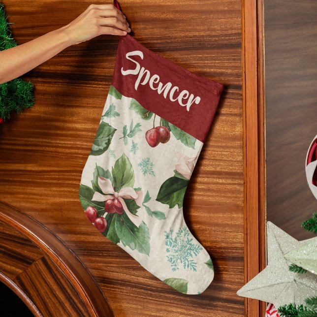Elegant Holiday Pattern Christmas Stocking Großer Weihnachtsstrumpf (Von Creator hochgeladen)