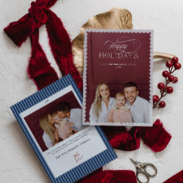 Elegant Holiday Photo Card with Scalloped Border Einladung