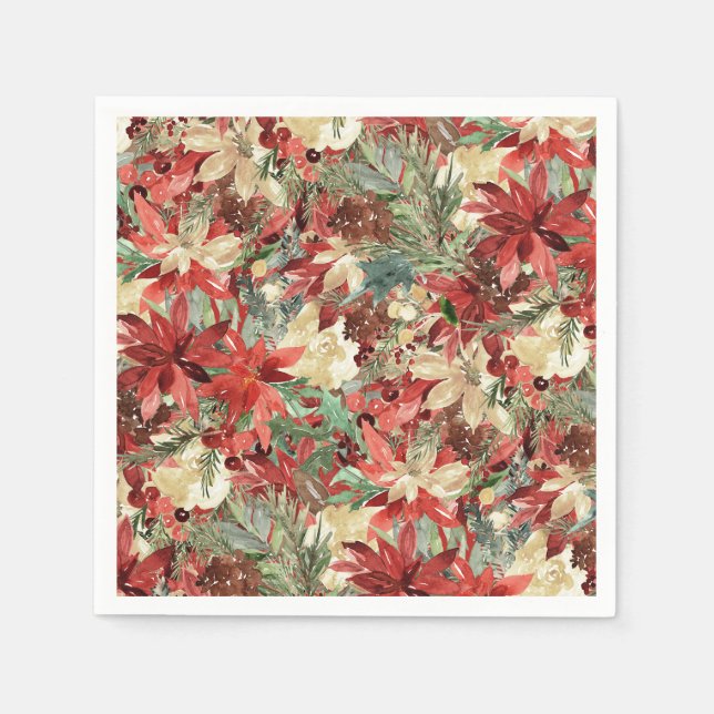 Elegant Holiday Poinsettia Weihnachten Serviette (Vorderseite)
