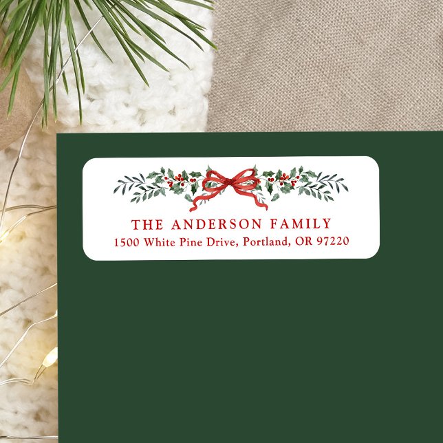 Elegant Holly Berries Bow Weihnachtszeit-Rücksende (Von Creator hochgeladen)