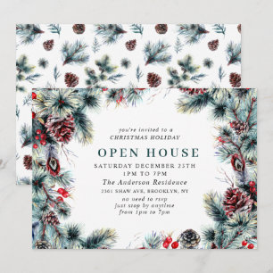 Elegant Holly Berry CHRISTMAS HOLIDAY OPEN HOUSE Einladung
