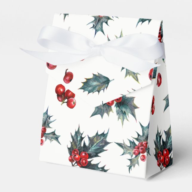 Elegant Holly Berry Holiday Weihnachten Rustikale  Geschenkschachtel (Vorderseite)