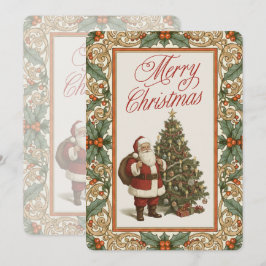 Elegant Holly Border Merry Christmas Greeting Feiertagskarte