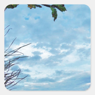 Elegant Holly Christmas, blauer Himmel Quadratischer Aufkleber