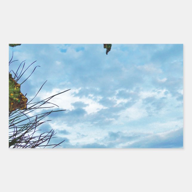 Elegant Holly Christmas, blauer Himmel Rechteckiger Aufkleber (Vorderseite)