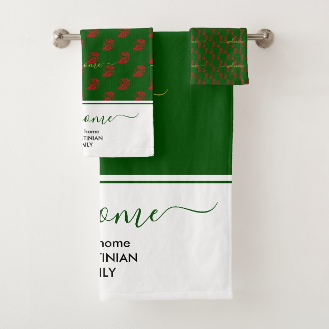 Elegant Holly Christmas Welcome Badhandtuch Set (Insitu)