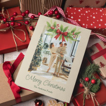 Elegant Holly & Red Bow Christmas -