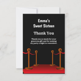 Elegant Hollywood Red Tepet Sweet 16 Birthday Dankeskarte