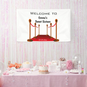 Elegant Hollywood Red Tepet Sweet 16. Geburtstag Banner