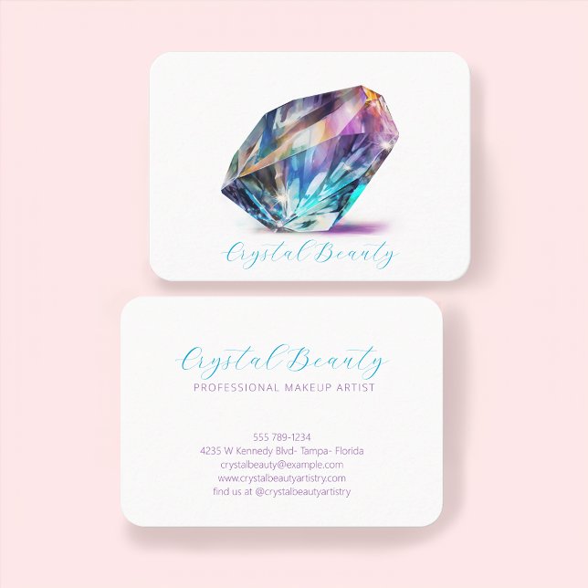 Elegant Holograph Watercolor Kristallschrift Visitenkarte (Von Creator hochgeladen)