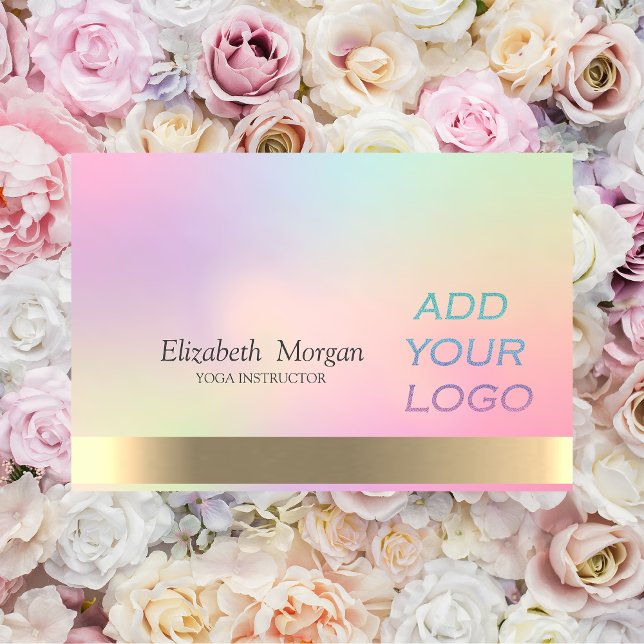 Elegant Holographic Ombre Hinzufügen Ihres Logos Visitenkarte (Von Creator hochgeladen)