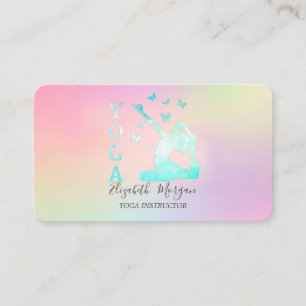 Elegant Holographic Ombre Women Yoga Instructor Visitenkarte