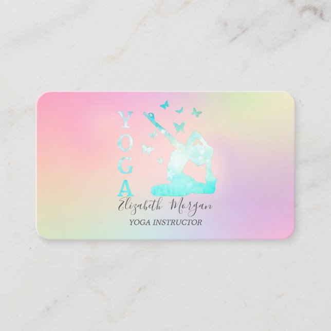 Elegant Holographic Ombre Women Yoga Instructor Visitenkarte (Vorderseite)